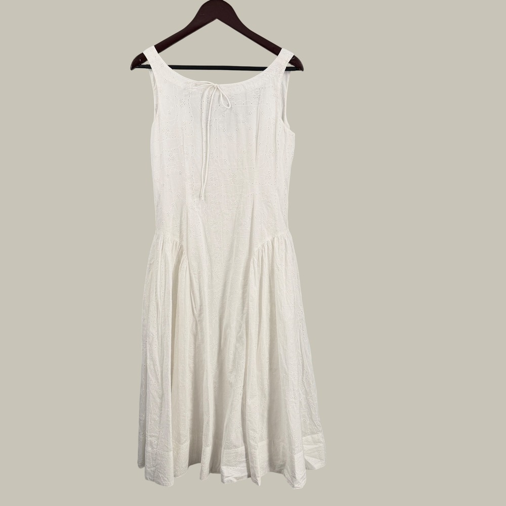 For Love & Lemons Midi Dress Size Medium White Eyelet Cotton Sleeveless New